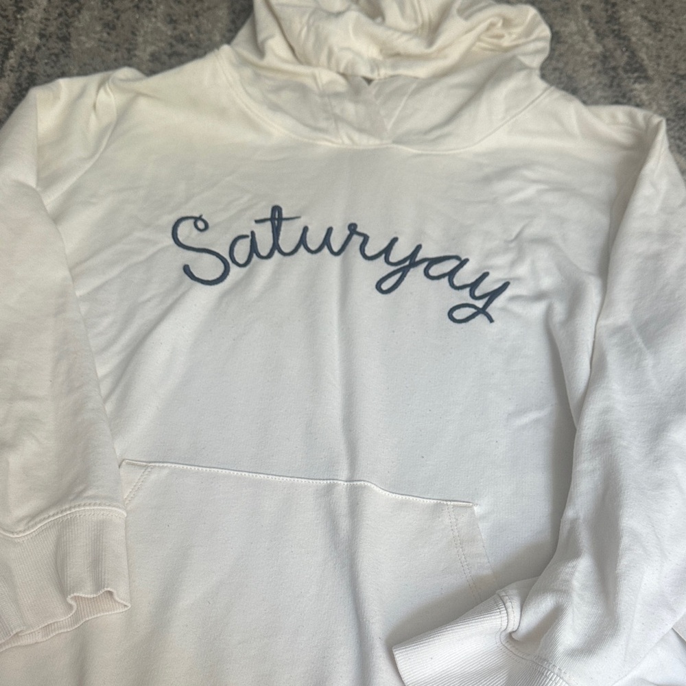 Old Navy White Hoodie Saturyay Weekend Print Women’s XL